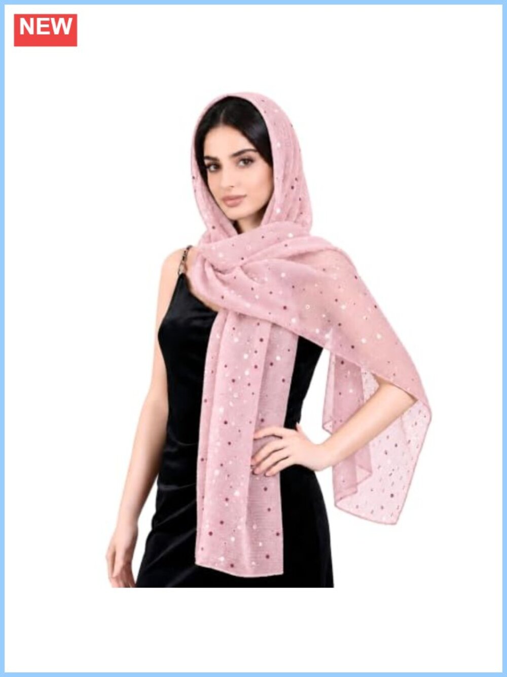 Sequin Sheer Mesh Shawl Wrap Scarf for Women Sparkly Rave Headscarf
